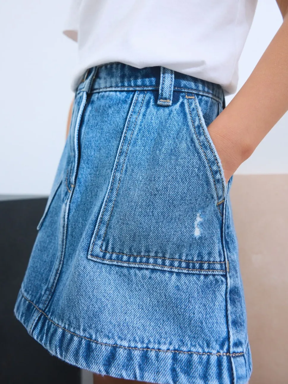 Mid Blue Denim Skirt (3-16yrs)