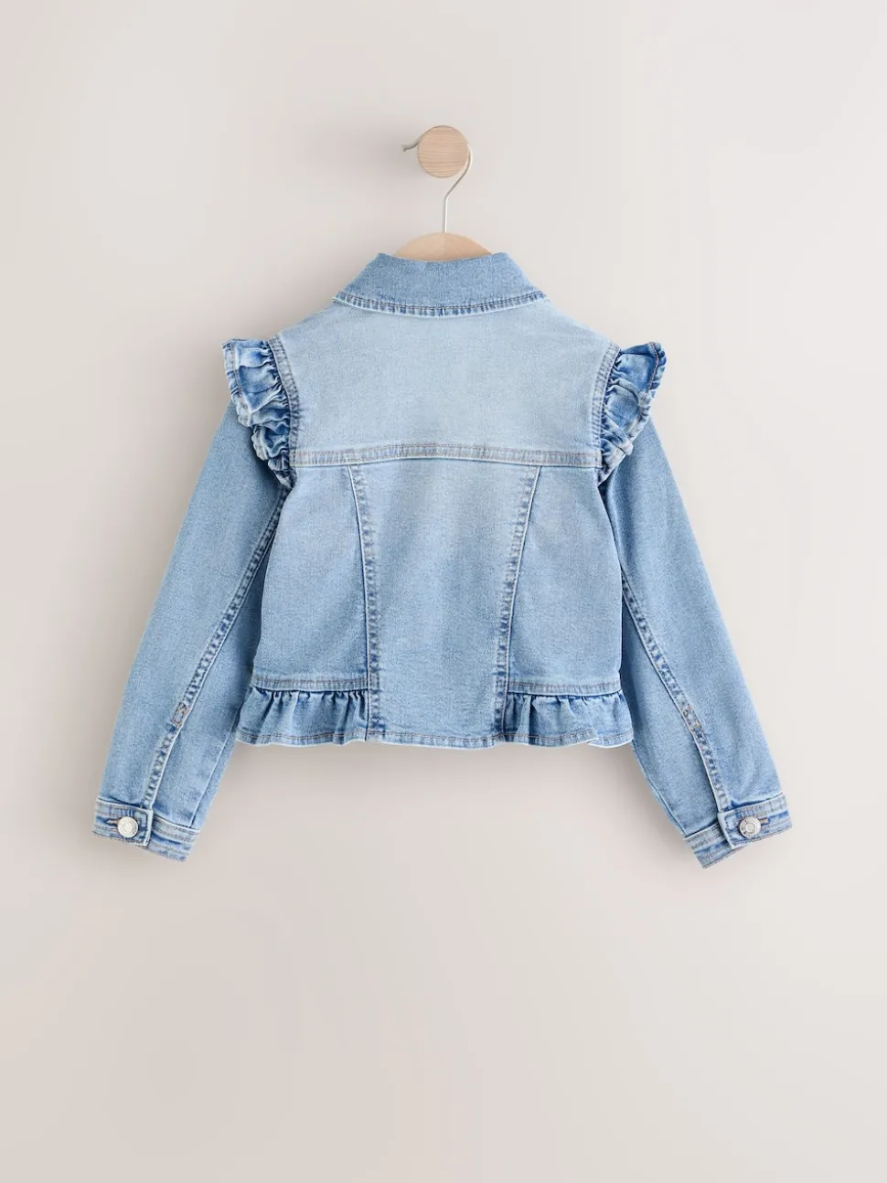 Mid Blue Frill Shoulder Denim Jacket (3-16yrs)