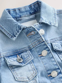 Mid Blue Frill Shoulder Denim Jacket (3-16yrs)