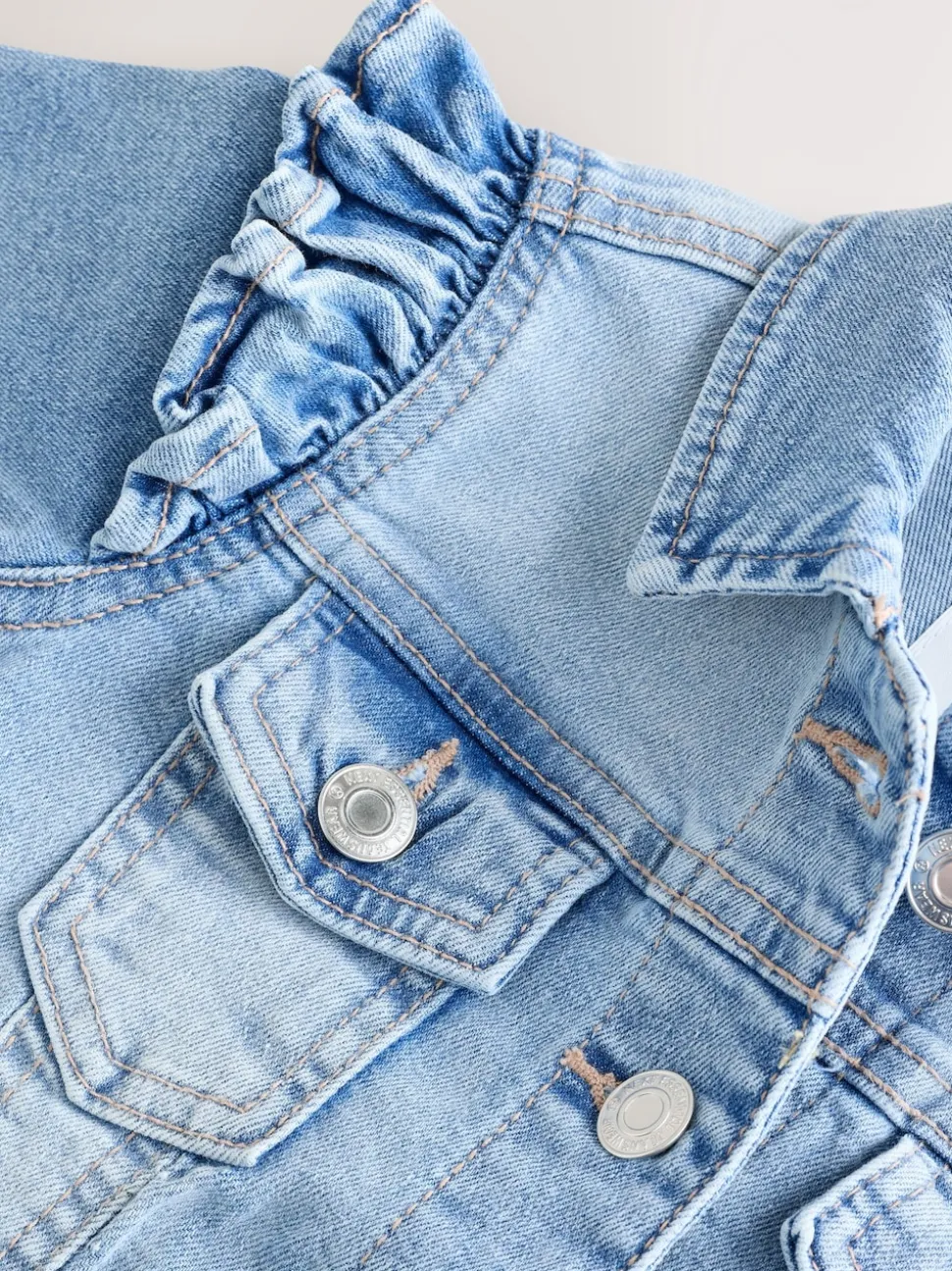 Mid Blue Frill Shoulder Denim Jacket (3-16yrs)