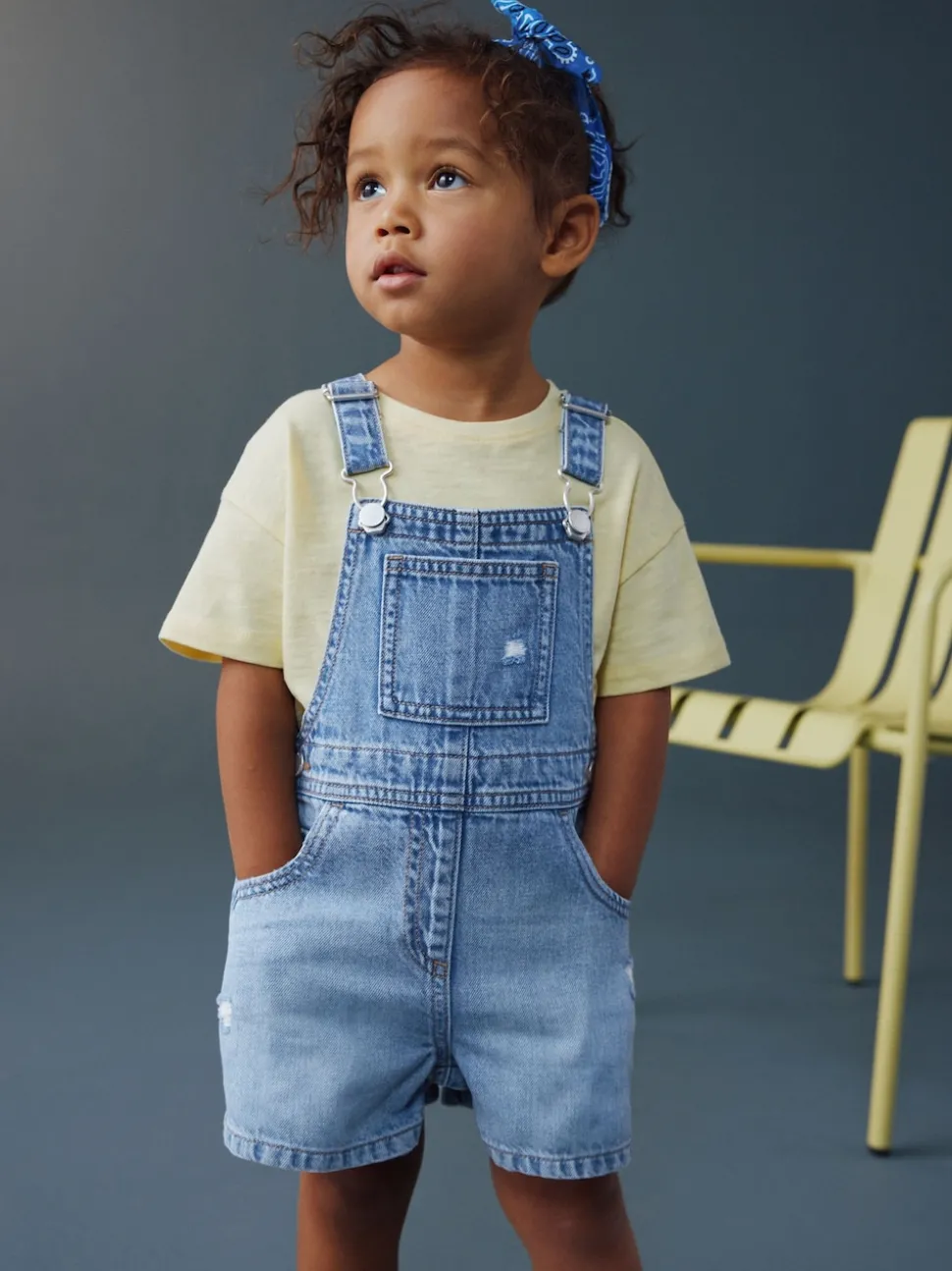 Mid Blue Plain Denim Dungarees (3mths-7yrs)