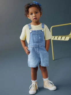 Mid Blue Plain Denim Dungarees (3mths-7yrs)