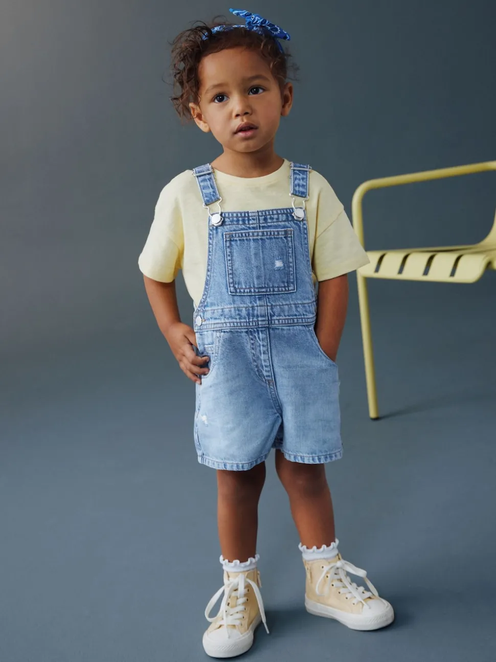 Mid Blue Plain Denim Dungarees (3mths-7yrs)