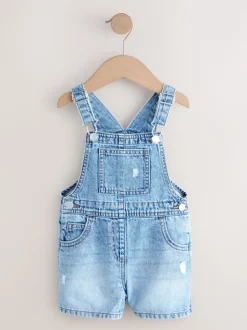Mid Blue Plain Denim Dungarees (3mths-7yrs)