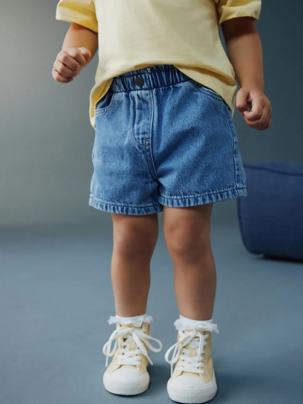 Mid Blue Pull On Denim Shorts (3mths-10yrs)