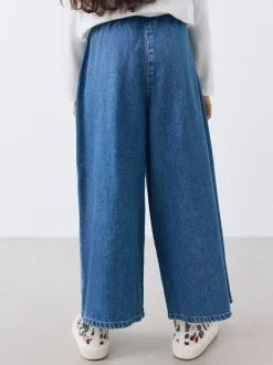 Mid Blue Pull On Wide Leg Jeans (6-16yrs)