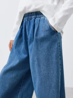 Mid Blue Pull On Wide Leg Jeans (6-16yrs)