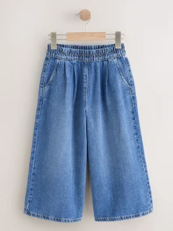 Mid Blue Pull On Wide Leg Jeans (6-16yrs)