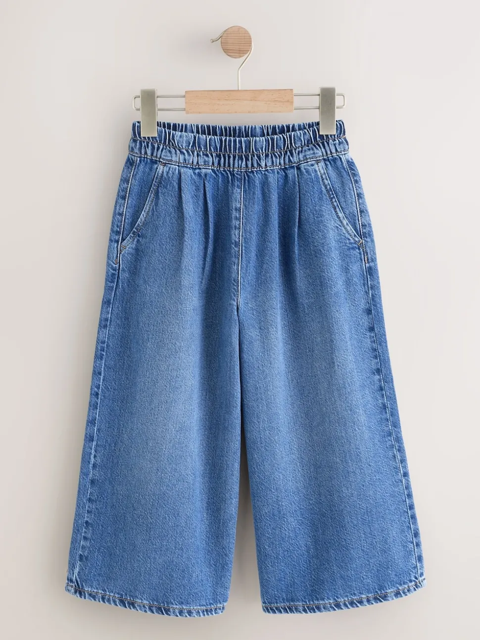 Mid Blue Pull On Wide Leg Jeans (6-16yrs)