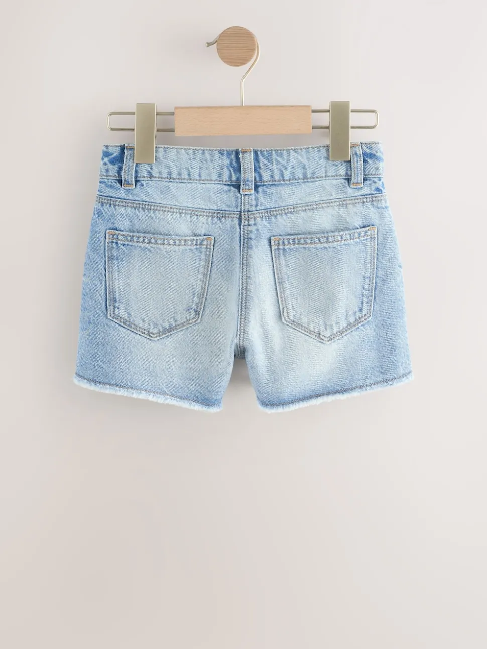 Mid Blue Regular Length Frayed Edge Denim Shorts (3-16yrs)