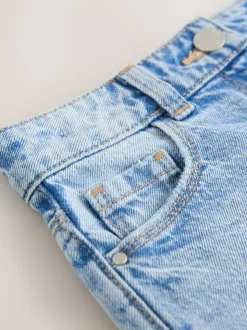 Mid Blue Regular Length Frayed Edge Denim Shorts (3-16yrs)