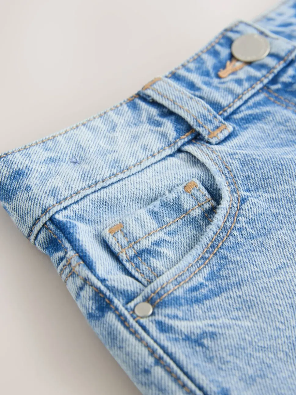 Mid Blue Regular Length Frayed Edge Denim Shorts (3-16yrs)
