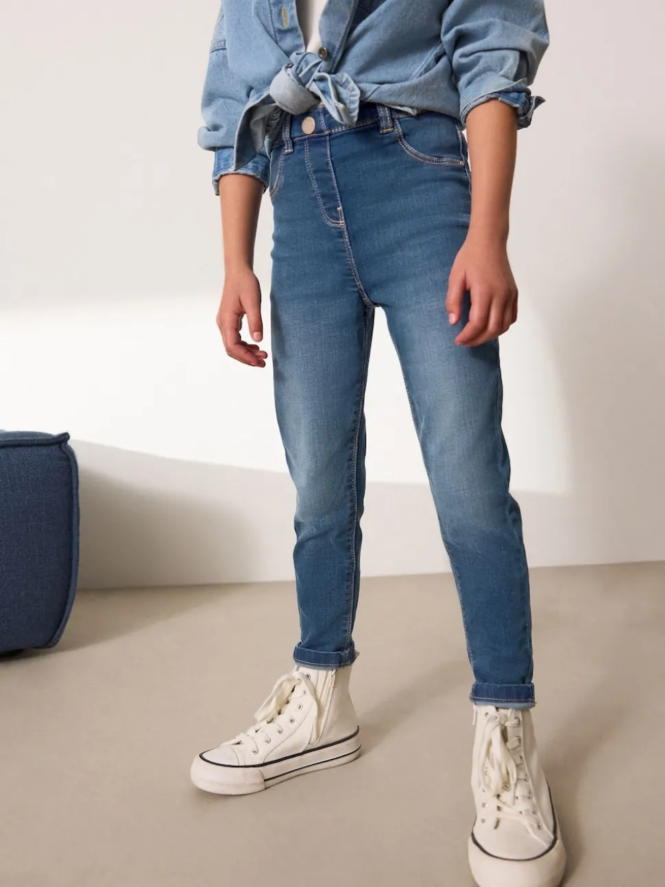 Mid Blue Regular Length Stretch Jeggings (3-16yrs)