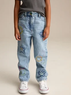 Mid Blue SmileyWorld® 100% Cotton Mom Jeans (3-16yrs)