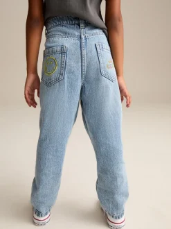 Mid Blue SmileyWorld® 100% Cotton Mom Jeans (3-16yrs)