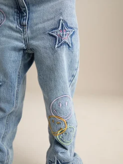 Mid Blue SmileyWorld® 100% Cotton Mom Jeans (3-16yrs)