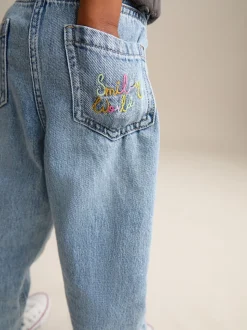 Mid Blue SmileyWorld® 100% Cotton Mom Jeans (3-16yrs)