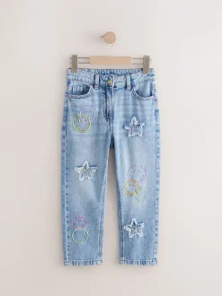 Mid Blue SmileyWorld® 100% Cotton Mom Jeans (3-16yrs)