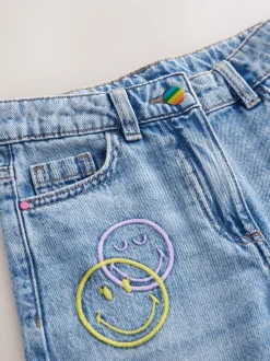 Mid Blue SmileyWorld® 100% Cotton Mom Jeans (3-16yrs)