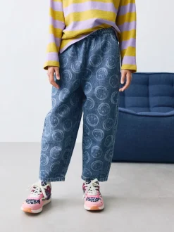 Mid Blue SmileyWorld® Pullon Barrel Jeans (3-16yrs)