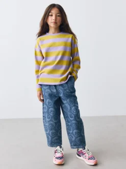 Mid Blue SmileyWorld® Pullon Barrel Jeans (3-16yrs)