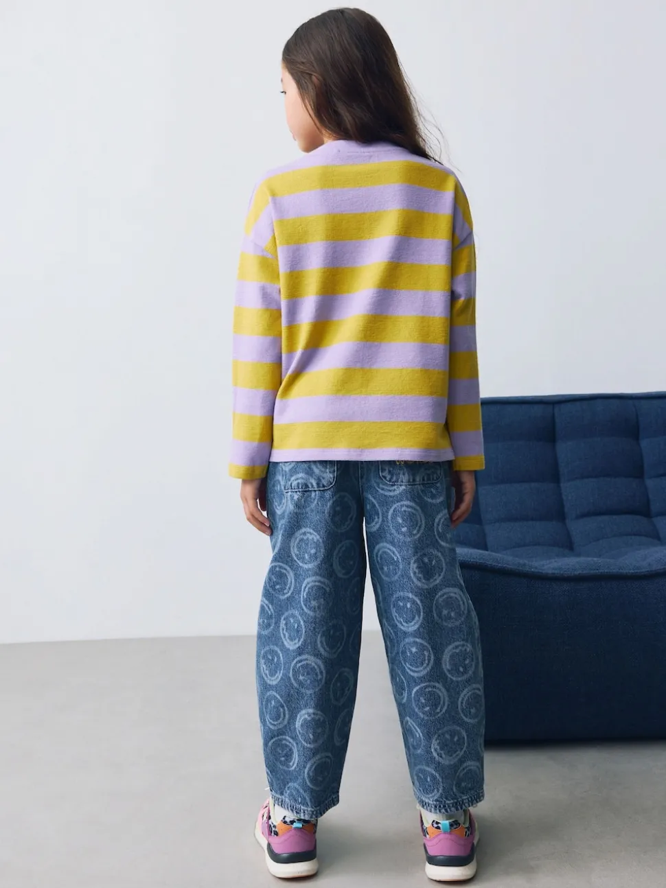 Mid Blue SmileyWorld® Pullon Barrel Jeans (3-16yrs)