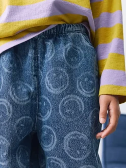 Mid Blue SmileyWorld® Pullon Barrel Jeans (3-16yrs)
