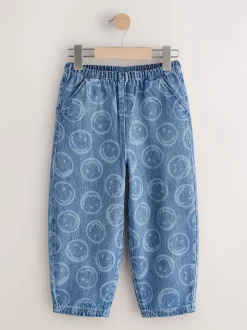 Mid Blue SmileyWorld® Pullon Barrel Jeans (3-16yrs)