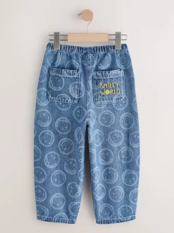 Mid Blue SmileyWorld® Pullon Barrel Jeans (3-16yrs)