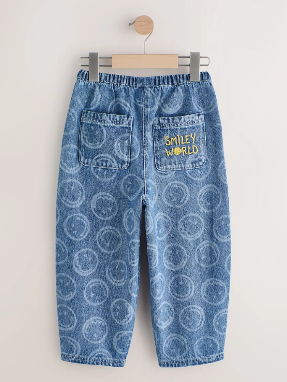 Mid Blue SmileyWorld® Pullon Barrel Jeans (3-16yrs)