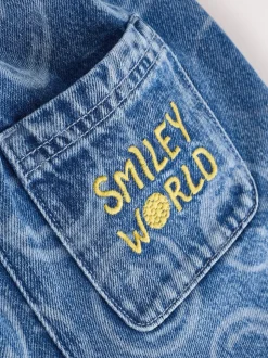 Mid Blue SmileyWorld® Pullon Barrel Jeans (3-16yrs)
