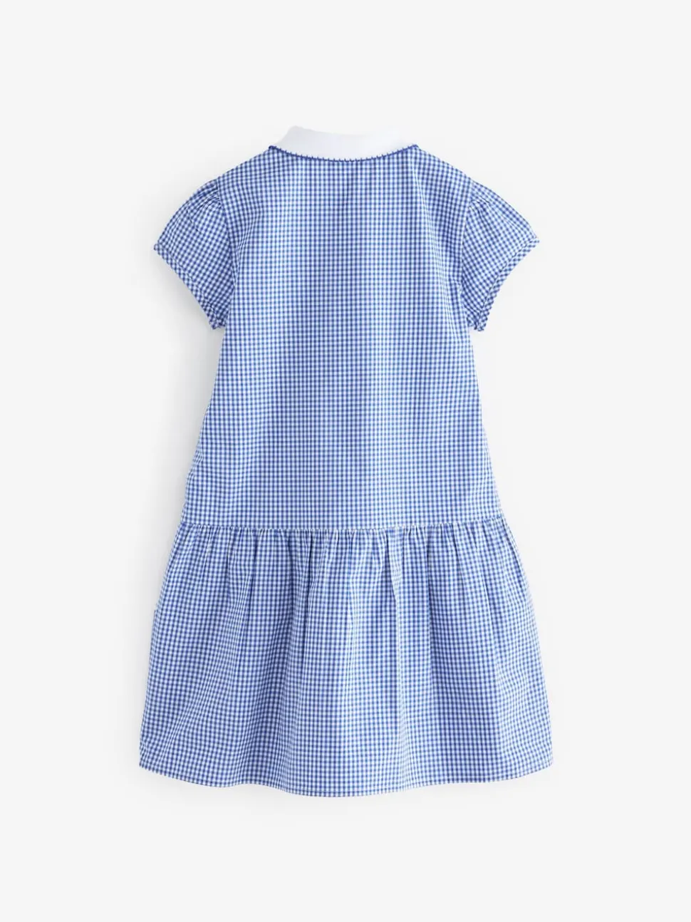 Mid Blue Zip Front Cotton Rich Gingham School Dress (3-14yrs)