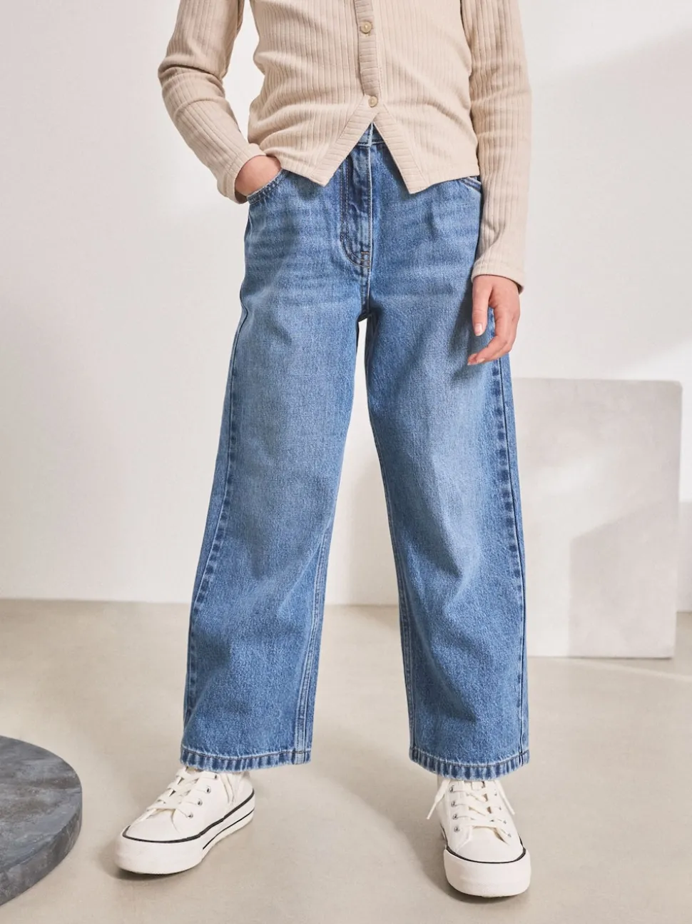 Mid Denim Blue Wide Leg Jeans (3-16yrs)