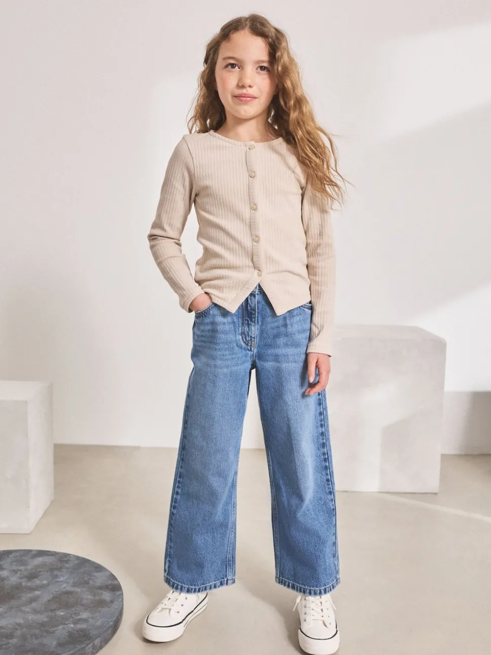 Mid Denim Blue Wide Leg Jeans (3-16yrs)