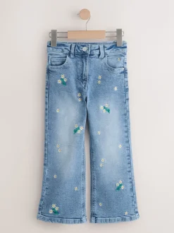 Mid Wash Floral Embroidered Flare Jeans (3-16yrs)