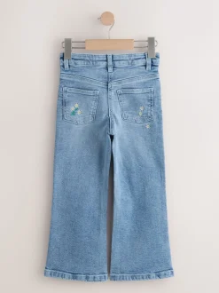 Mid Wash Floral Embroidered Flare Jeans (3-16yrs)