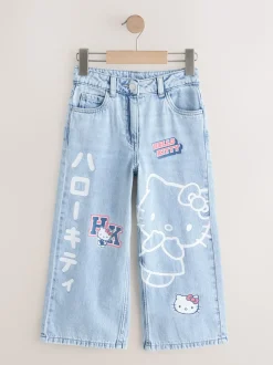 Mid Wash Hello Kitty Wide Leg Jeans (3-16yrs)