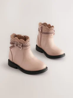Mink Brown Chelsea Bow Ankle Boots