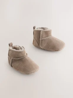 Mink Brown Suede Baby Pull-On Boots (0-24mths)