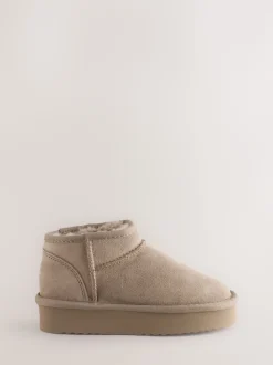 Mink Wide Fit (G) Flatform Mini Warm Lined Water Repellent Suede Pull-On Boots