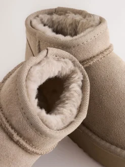 Mink Wide Fit (G) Flatform Mini Warm Lined Water Repellent Suede Pull-On Boots