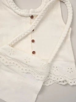 Miss Broderie Crop White Top Jeans and Bag Outfit Set