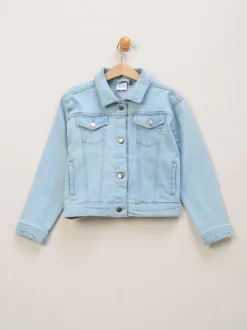 Miss Broderie White Dress Denim Jacket and Hair Clip Outfit Set