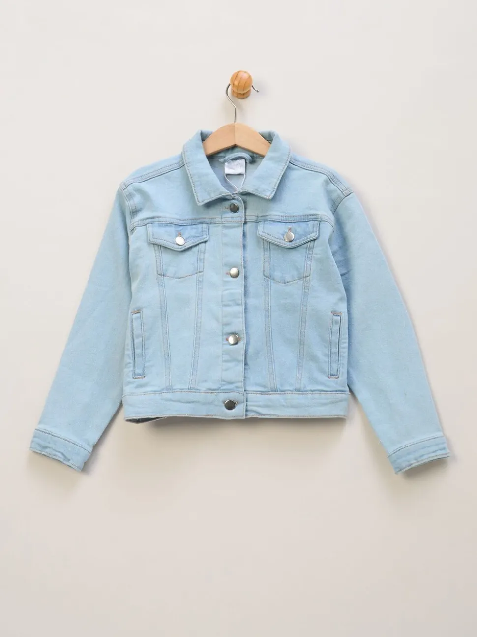 Miss Broderie White Dress Denim Jacket and Hair Clip Outfit Set