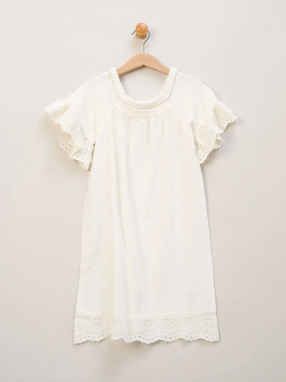 Miss Broderie White Dress Denim Jacket and Hair Clip Outfit Set