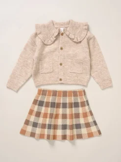 Miss Brown True Knit Cardigan and Check Skirt Set