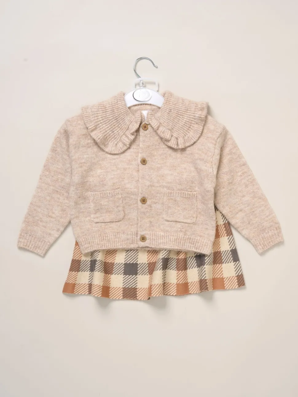 Miss Brown True Knit Cardigan and Check Skirt Set