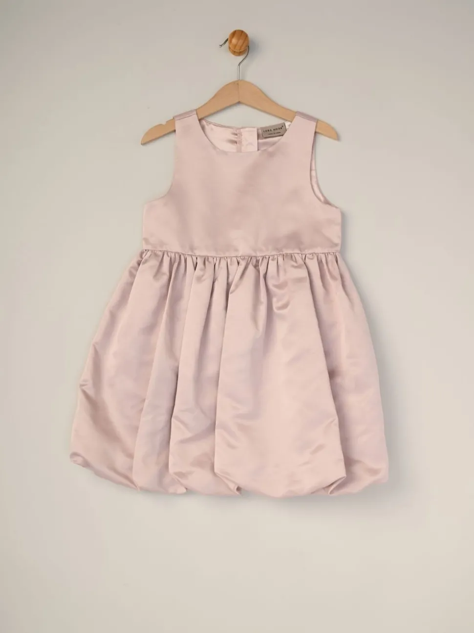 Miss Bubble Hem Satin Dress Faux Fur Cardigan and Bow Clip Set