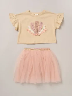 Miss Cropped Printed T-Shirt and Skirt Outfit Set