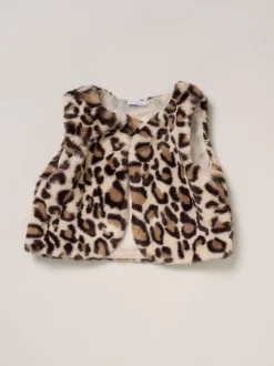 Miss Faux Fur Gilet Muslin Brown Top and Skirt with Bag Set
